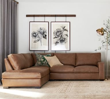 Turner Square Arm Leather Right Sofa Return Bumper Sectional, Down Blend Wrapped Cushions, Legacy Dark Caramel - Image 5