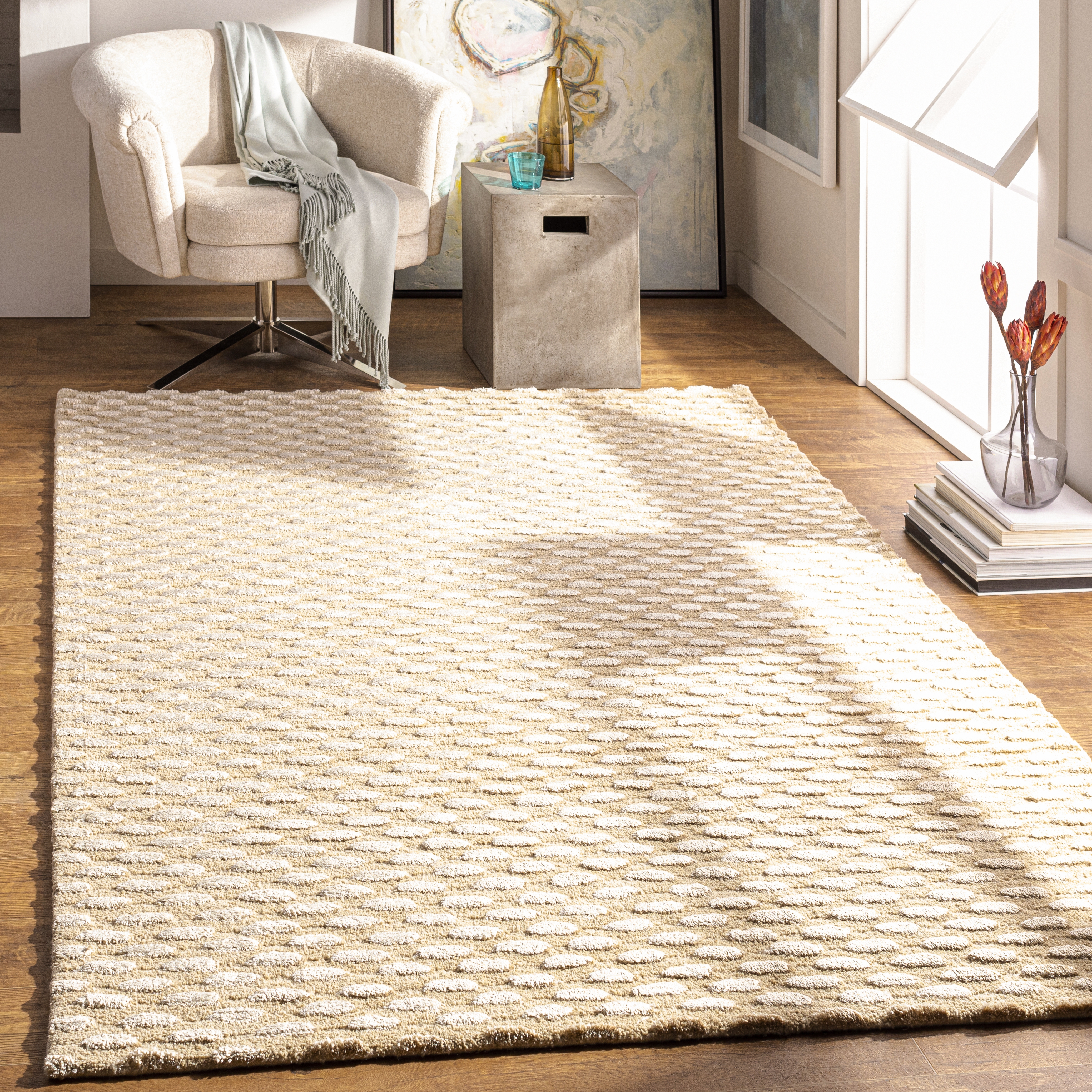 Atlantis Beige Indoor 9' x 13' Handmade Rug - Image 1