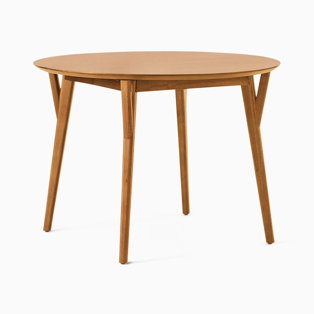 Mid-Century 42-60" Round Expandable Dining Table, Acorn - Image 0