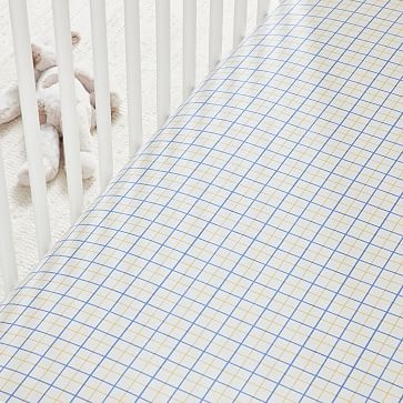 Ada Twist Graph Paper Crib Fitted Sheet, Yellow/Blue, WE Kids - Image 1