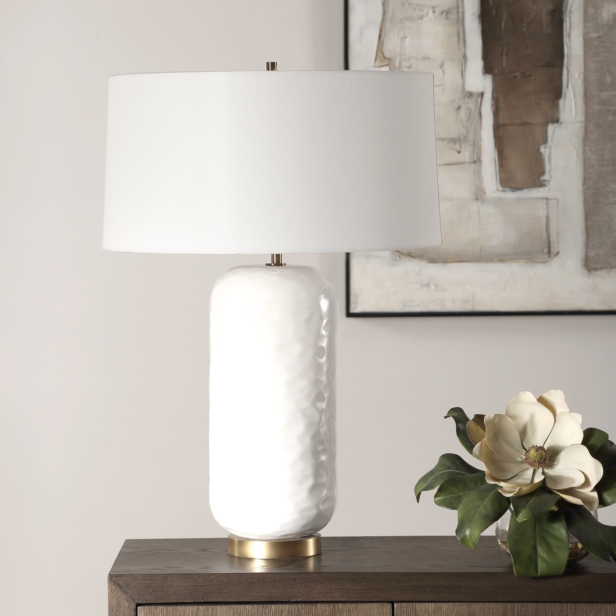 Iona White Glaze Table Lamp - Image 2