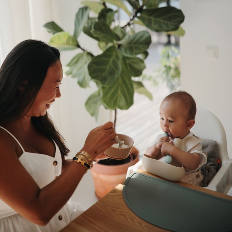 Mushie Tan Silicone Baby Bib - Image 2