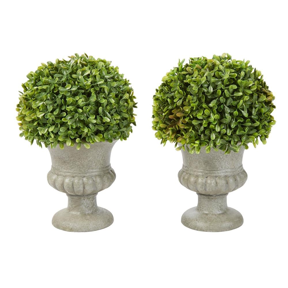 Pure Garden 9.5 in. Faux Foliage Arrangement with Decorative Urn (Set of 2) - Image 0