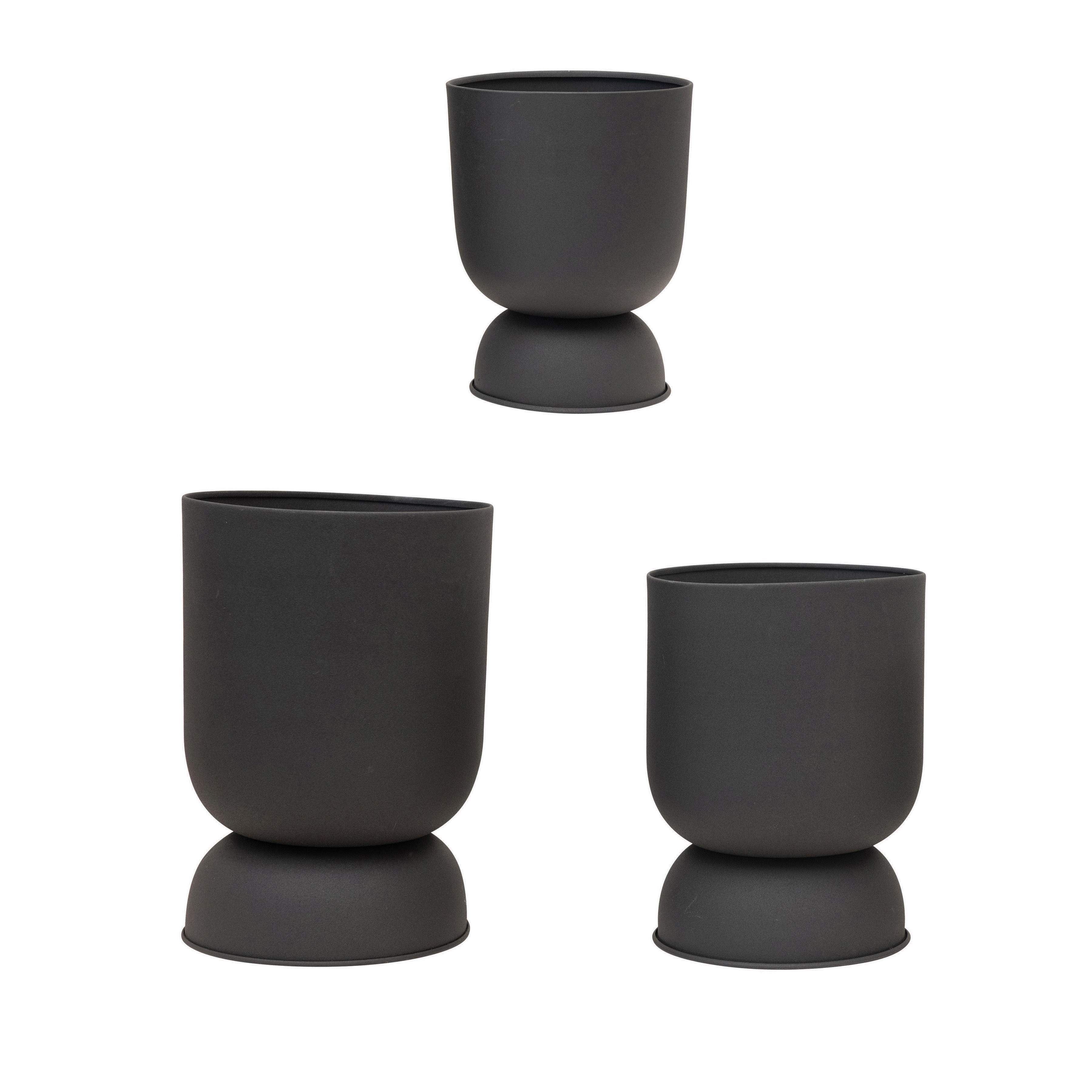 Textured Metal Footed Planters, Black Finish, Set of 3 (Holds 9", 8" & 7" Pots) - Image 0