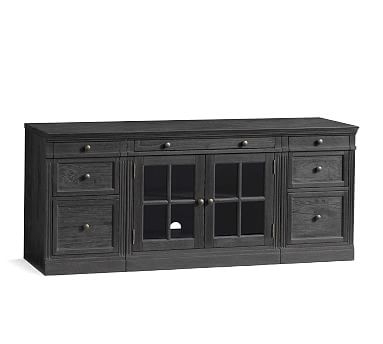 Livingston 70" TV Stand With File Cabinets, Dusty Charcoal - Image 0