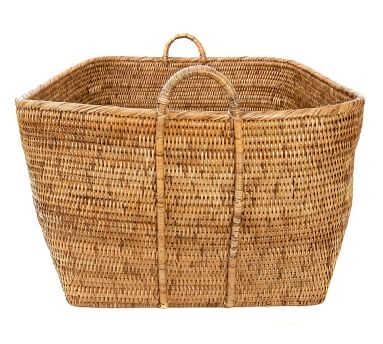 Tava Handwoven Rattan Basket With Hoop Handles, Medium, Natural - Image 2
