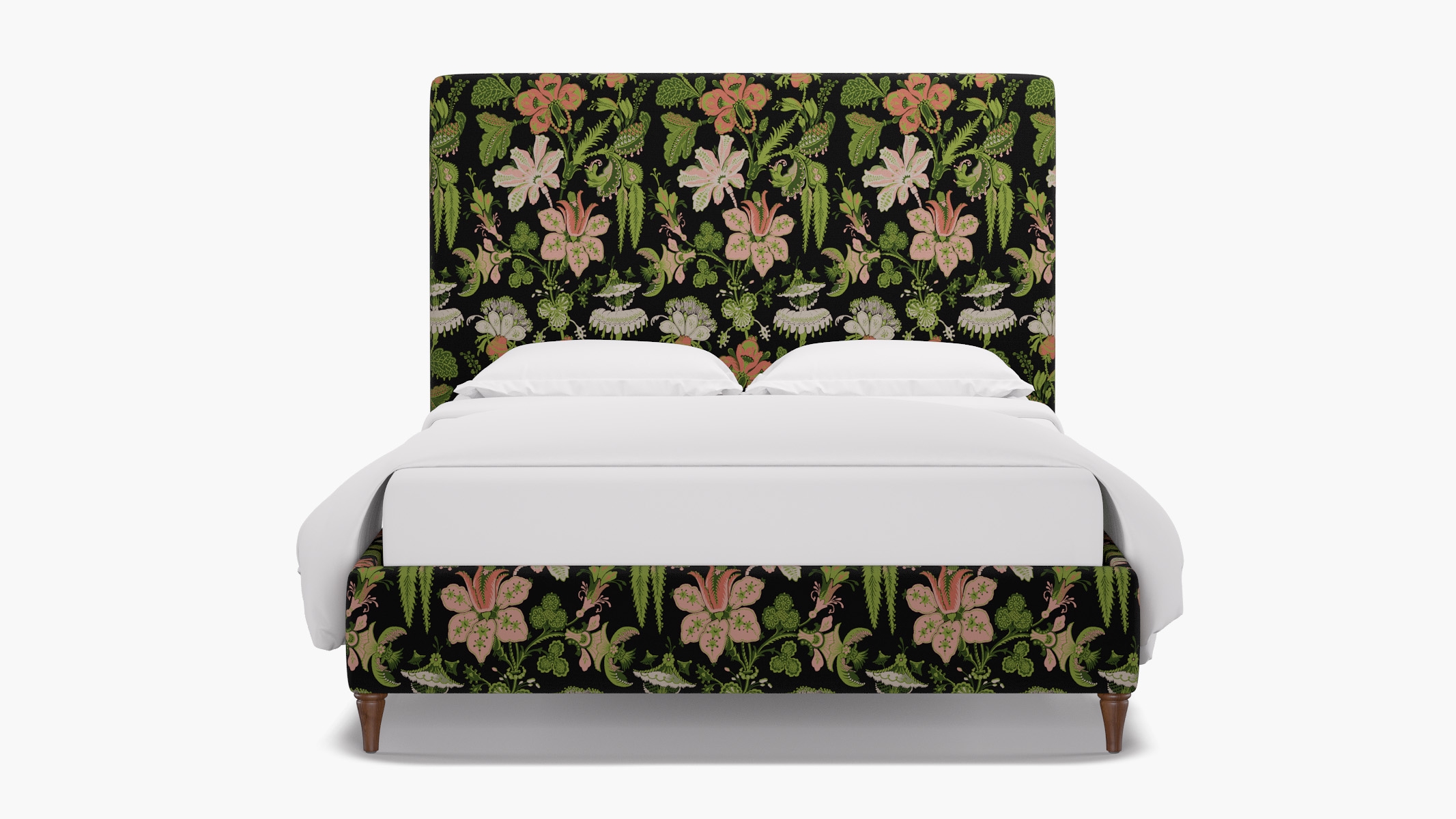 Classic Bed, Coral Onyx Rossetta, Walnut Decorative Tapered Leg, Queen - Image 0