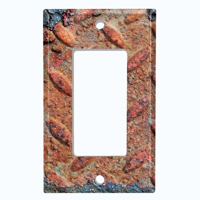 Metal Crosshatch Light Switch Plate Outlet Cover (Metal Crosshatch Rusted 3 Print  - Single Rocker) - Image 0