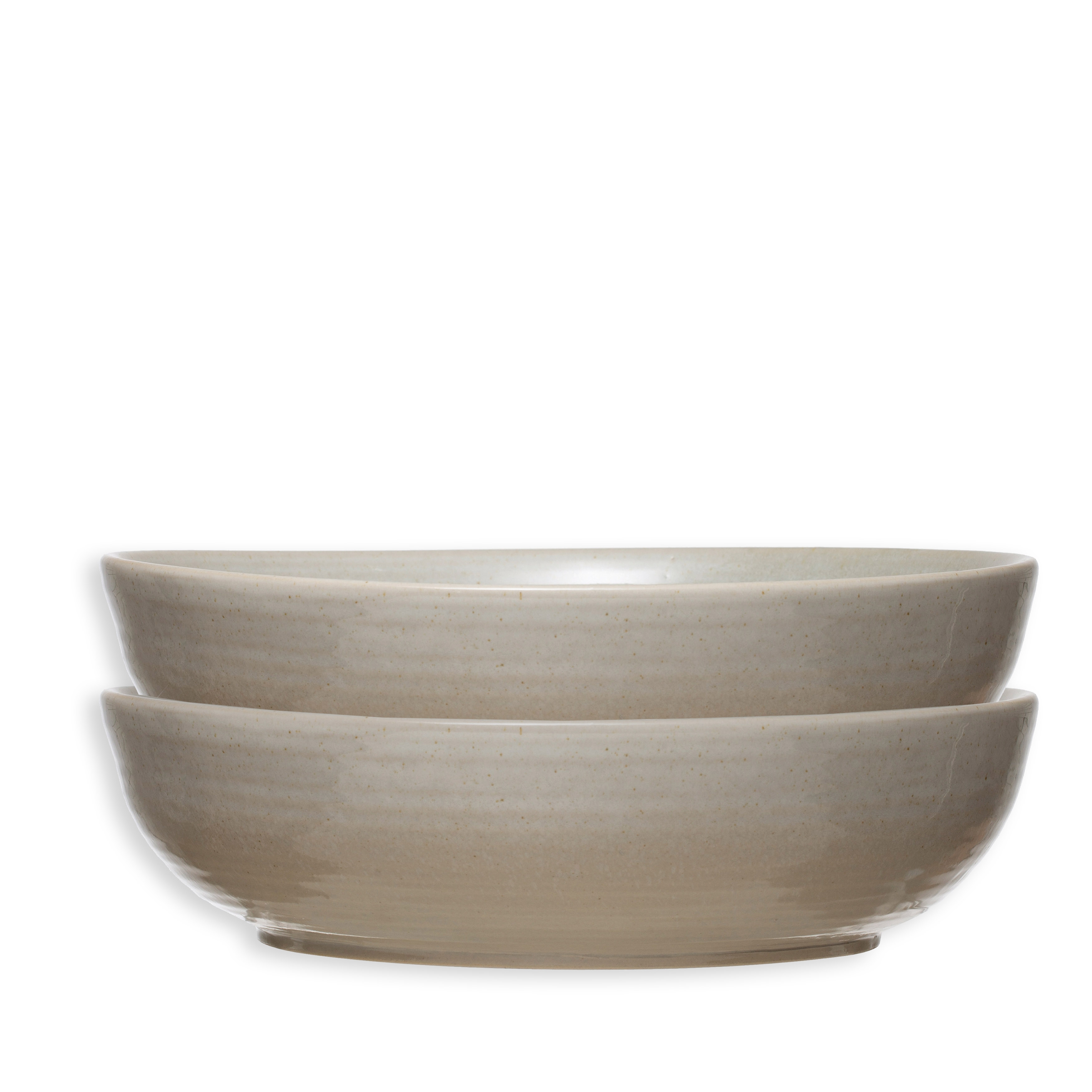 Reactive Glaze Stoneware Serving Bowls Neutral Beige, Set of 2 - Image 0