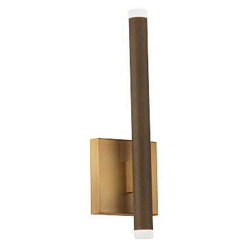 Tubular Metal LED Sconce 15", Aged Brass - Image 2