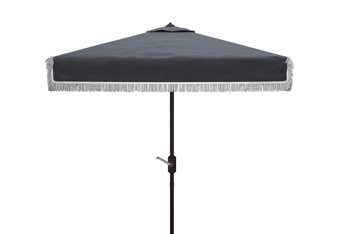 Milan 7.5' Square Umbrella - Navy/White - Safavieh - Image 0