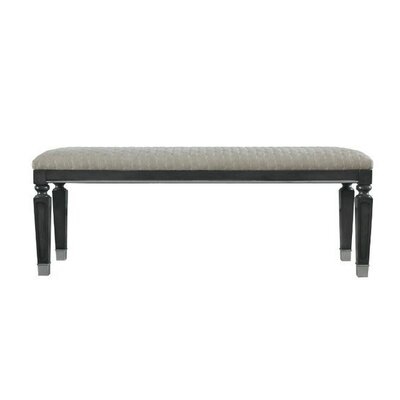 Bench With Hexagonal Pattern And Tapered Legs, Beige - Image 0