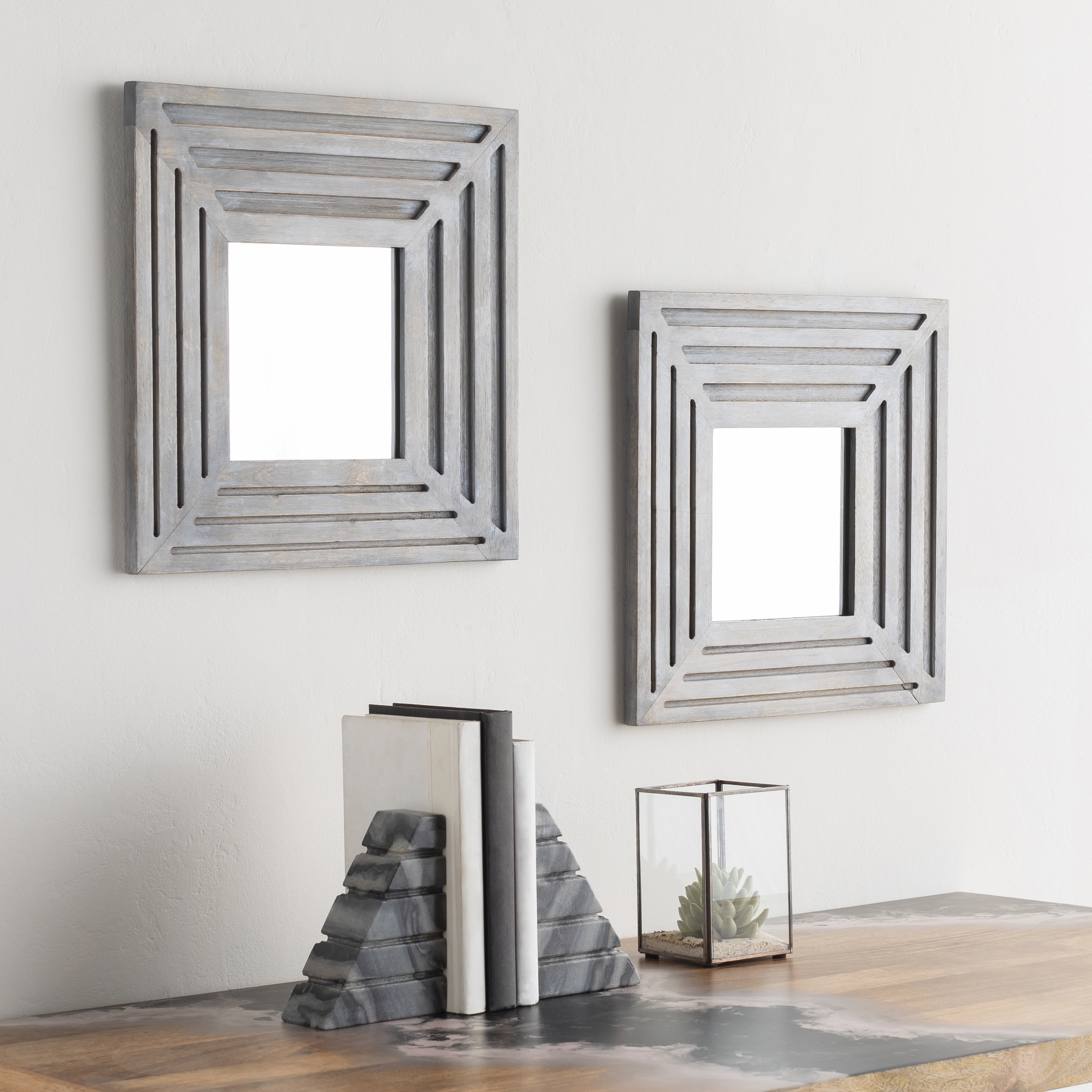 Meenakshi Gray 16"H x 16"W x 1"D, 16"H x 16"W x 1"D Mirror - Image 2
