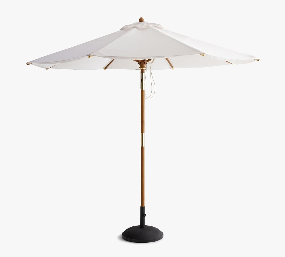 Premium 9'Round Umbrella with Eucalyptus Tilt Pole, Sunbrella(R); Thatch Salt - Image 0