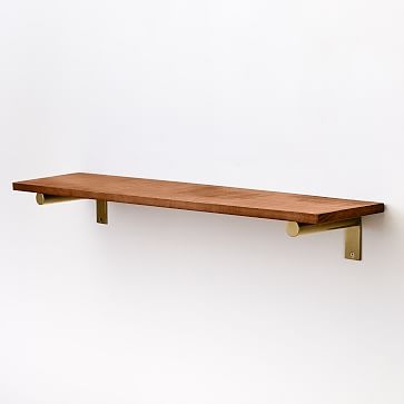 Linear Wood Shelf, Walnut, Large - Image 1