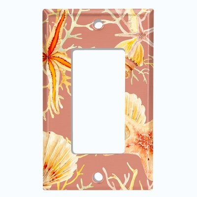 Metal Light Switch Plate Outlet Cover (Coral Reef Clam Star Fish Dark Orange  - Single Rocker) - Image 0