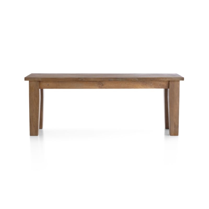 Basque 48" Light Brown Wood Bench with Natural Cushion - Image 5