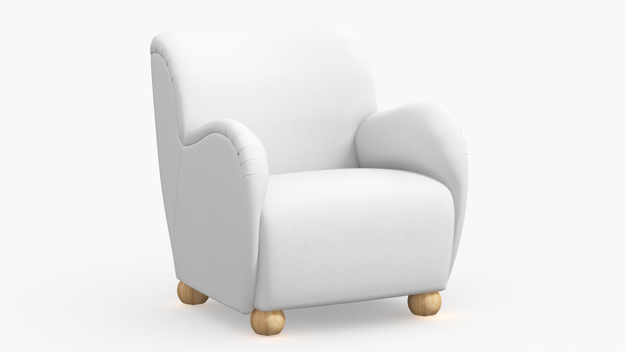 Bun Foot Accent Chair, White Classic Velvet - Image 0
