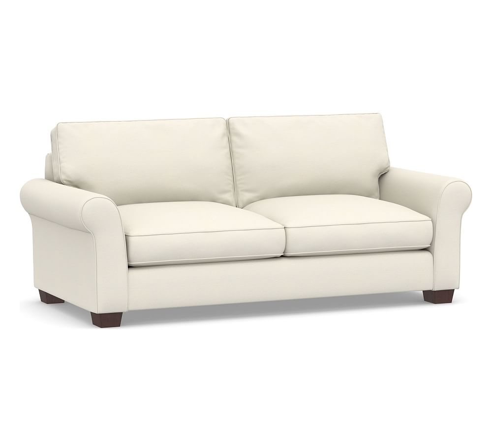 PB Comfort Roll Arm Upholstered Sleeper Sofa, Box Edge Memory Foam Cushions, Textured Twill Ivory - Image 0