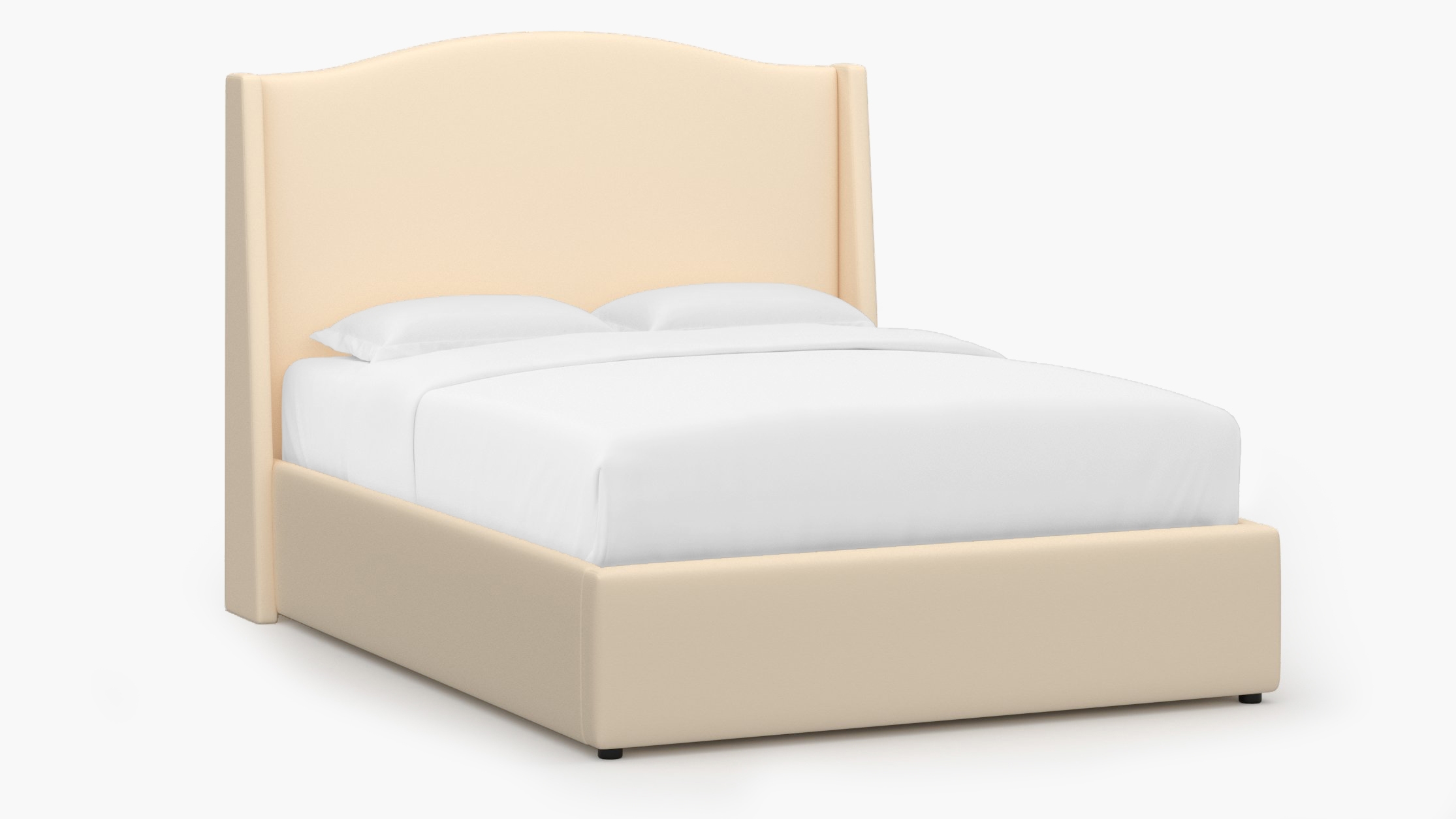 Curved Wingback Bed, Flax Twill, Queen - Image 1