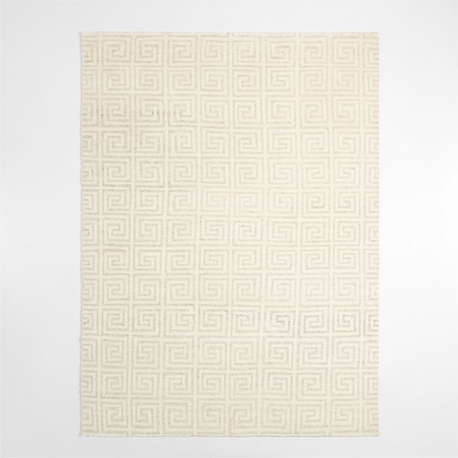 Mykonos Wool-Blend Hand-Knotted Ivory Area Rug 6'x9' - Image 0
