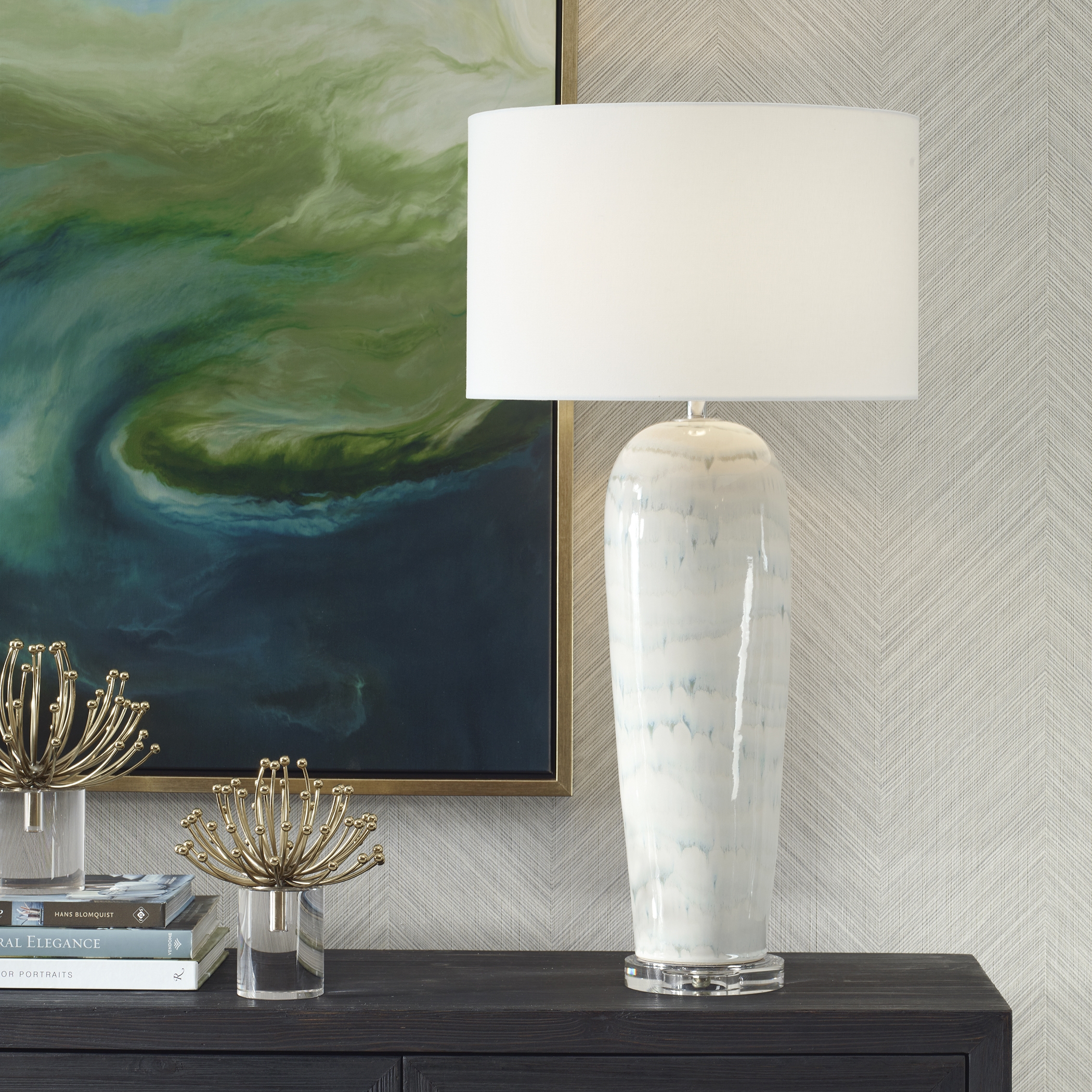 Arden White Glaze Table Lamp - Image 1