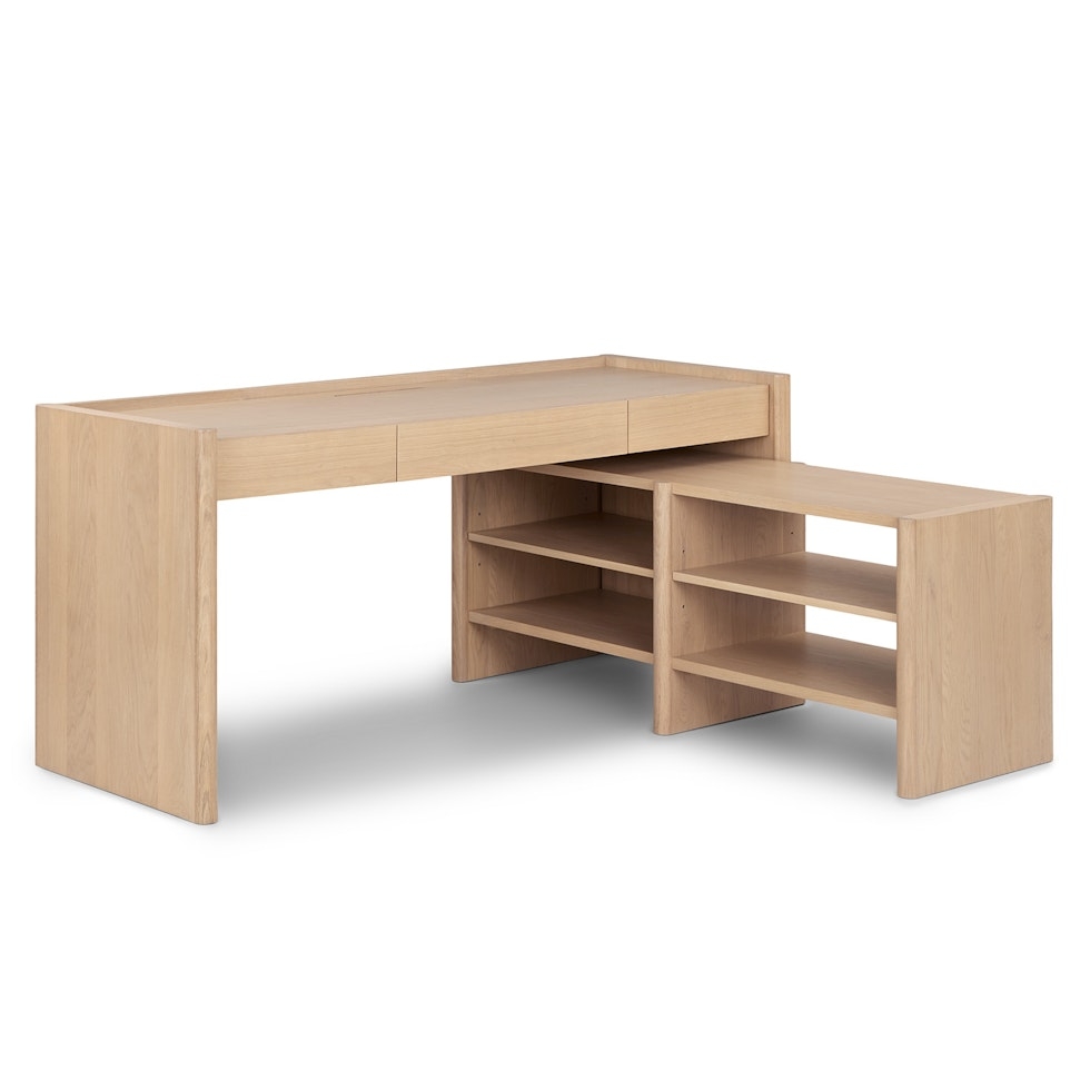Torme L-Shape Desk Set - White Oak - Image 0