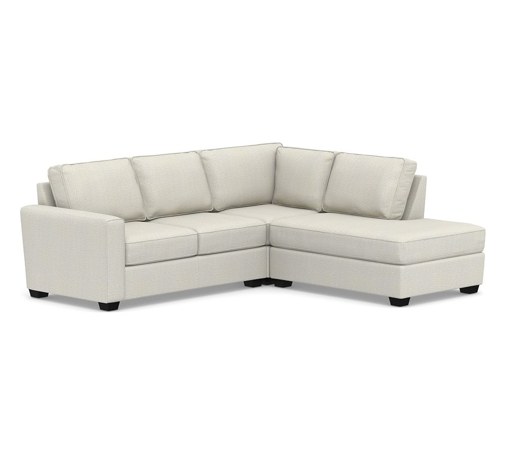 SoMa Fremont Square Arm Upholstered Left 3-Piece Bumper Sectional, Polyester Wrapped Cushions, Performance Heathered Basketweave Dove - Image 0