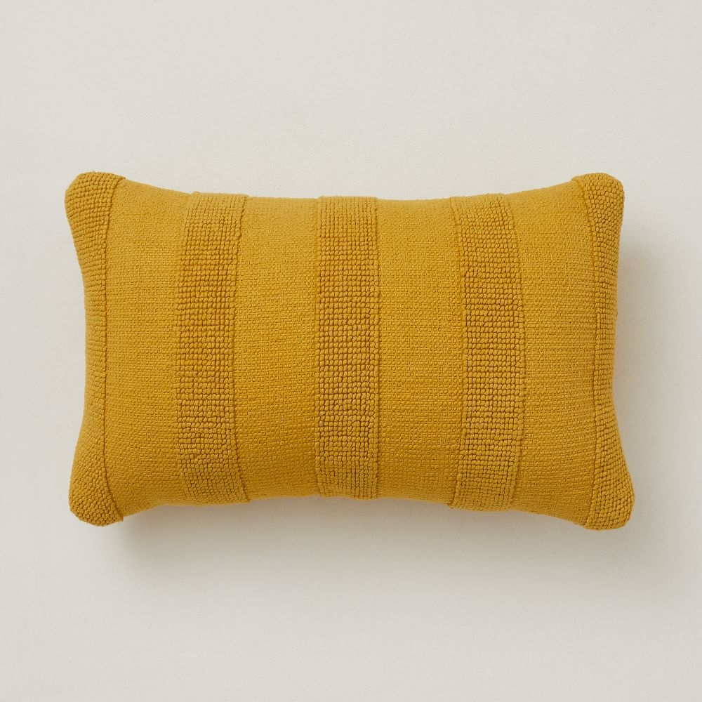 Outdoor Tufted Stripe Pillow, 12"x21", Dark Horseradish - Image 0