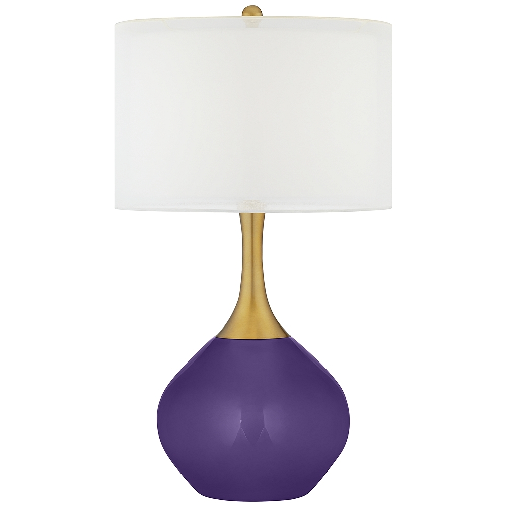 Color Plus Nickki Brass 30 1/2" High Izmir Purple Modern Table Lamp - Image 0