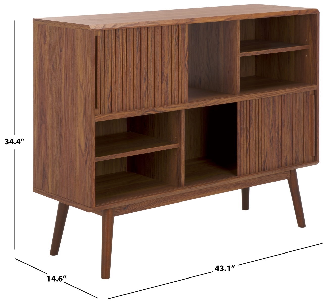 Javante Sliding Door Media Stand - Walnut - Safavieh - Image 9