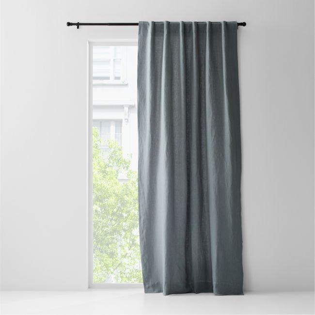 Mist Blue EUROPEAN FLAX ™-Certified Linen Window Curtain Panel 52"x84" - Image 1