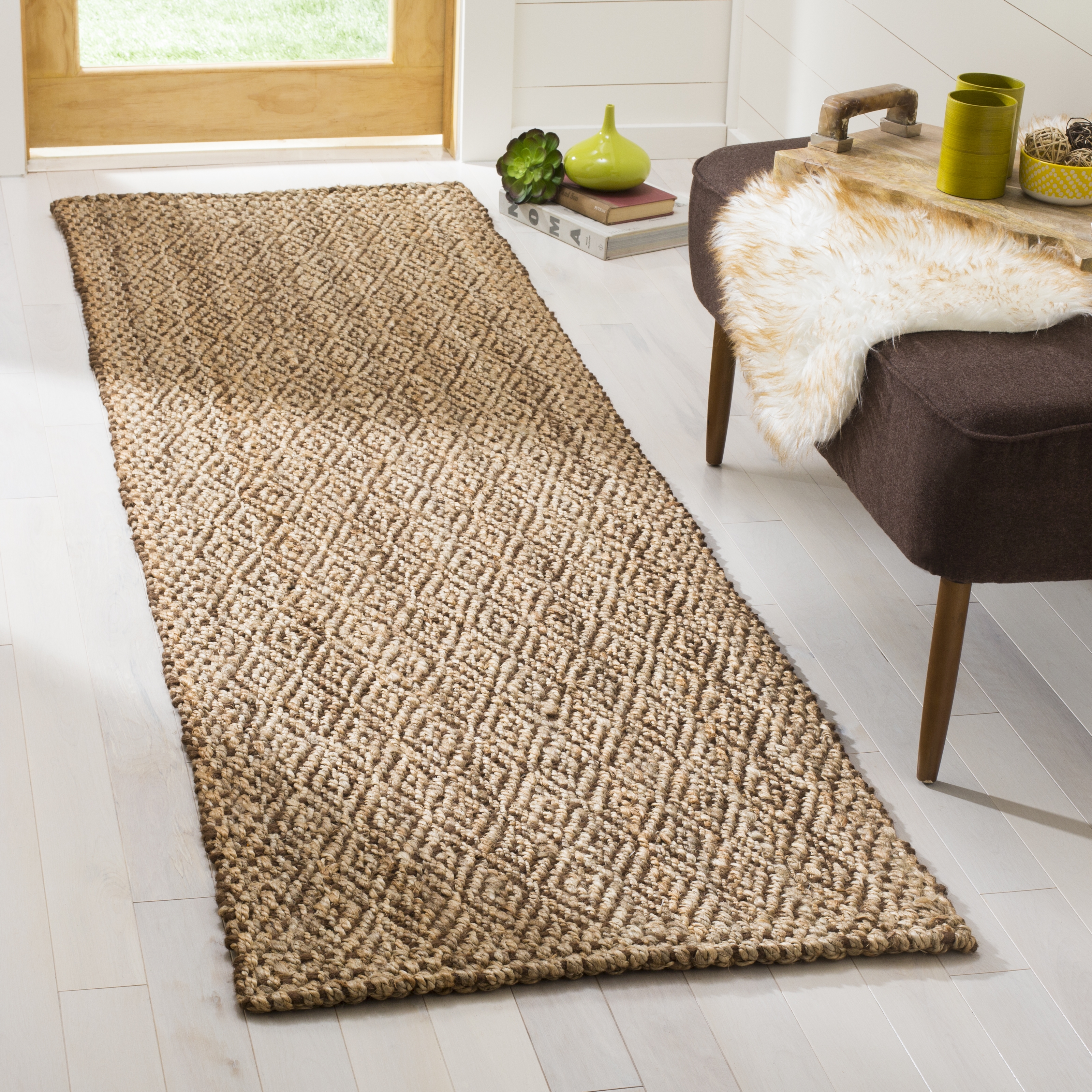 Arlo Home Hand Woven Area Rug, NF183A, Natural/Brown,  2' 3" X 8' - Image 1