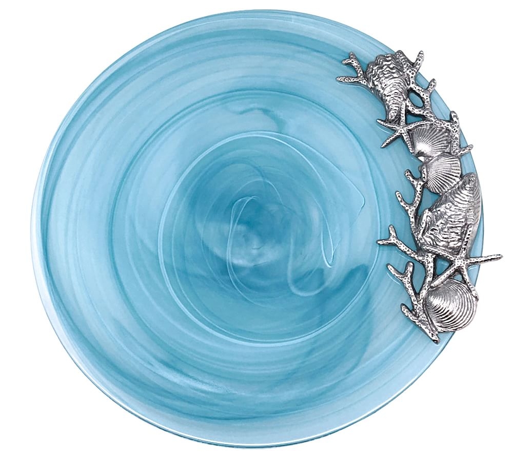 Alabaster Glass Seaside Serving Platter - Aqua - Image 0