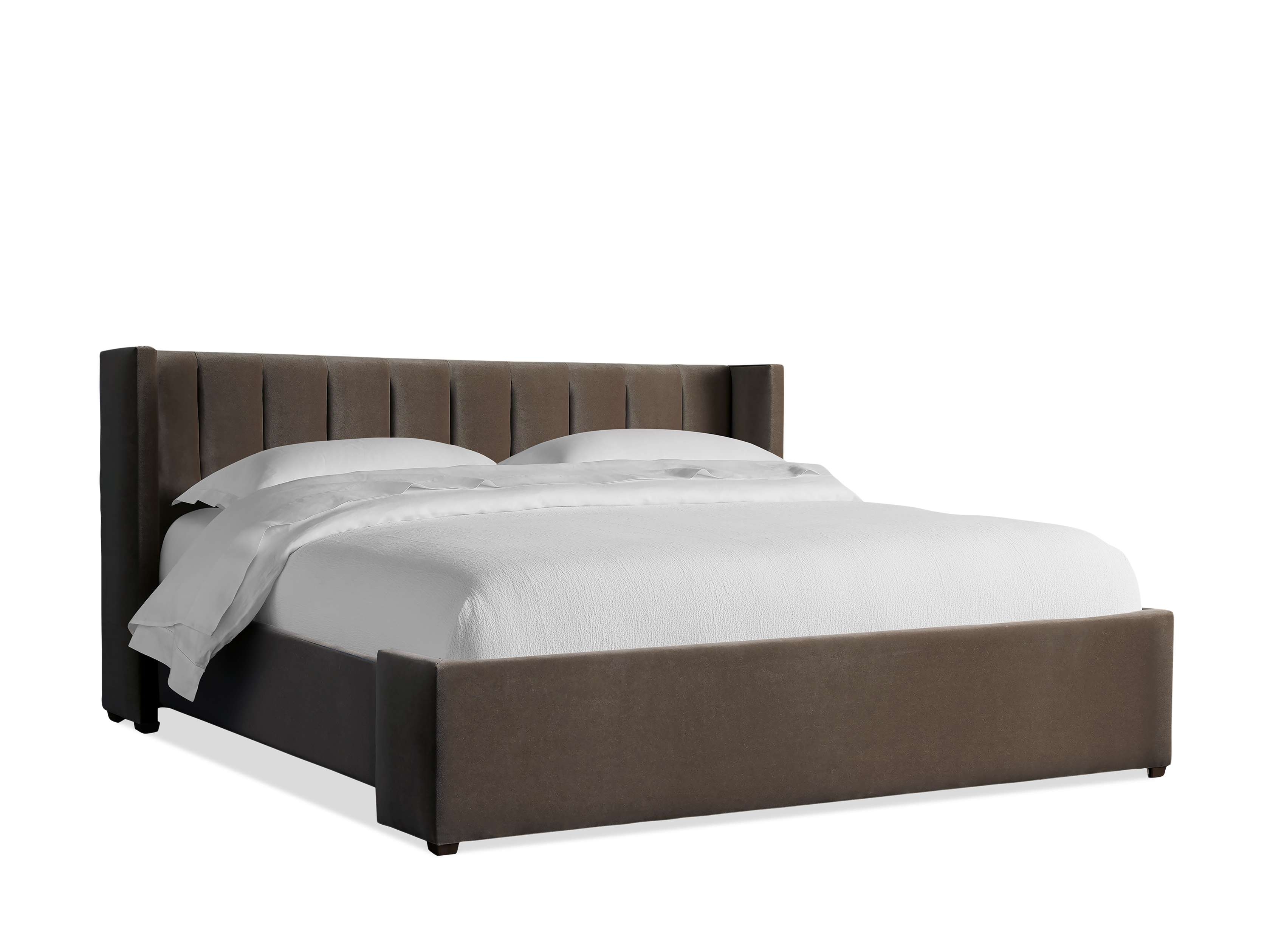 Wyller Channel-Stitched Bed with Low Footboard in Upholstered California King None  Banks Mink/42" - Image 0
