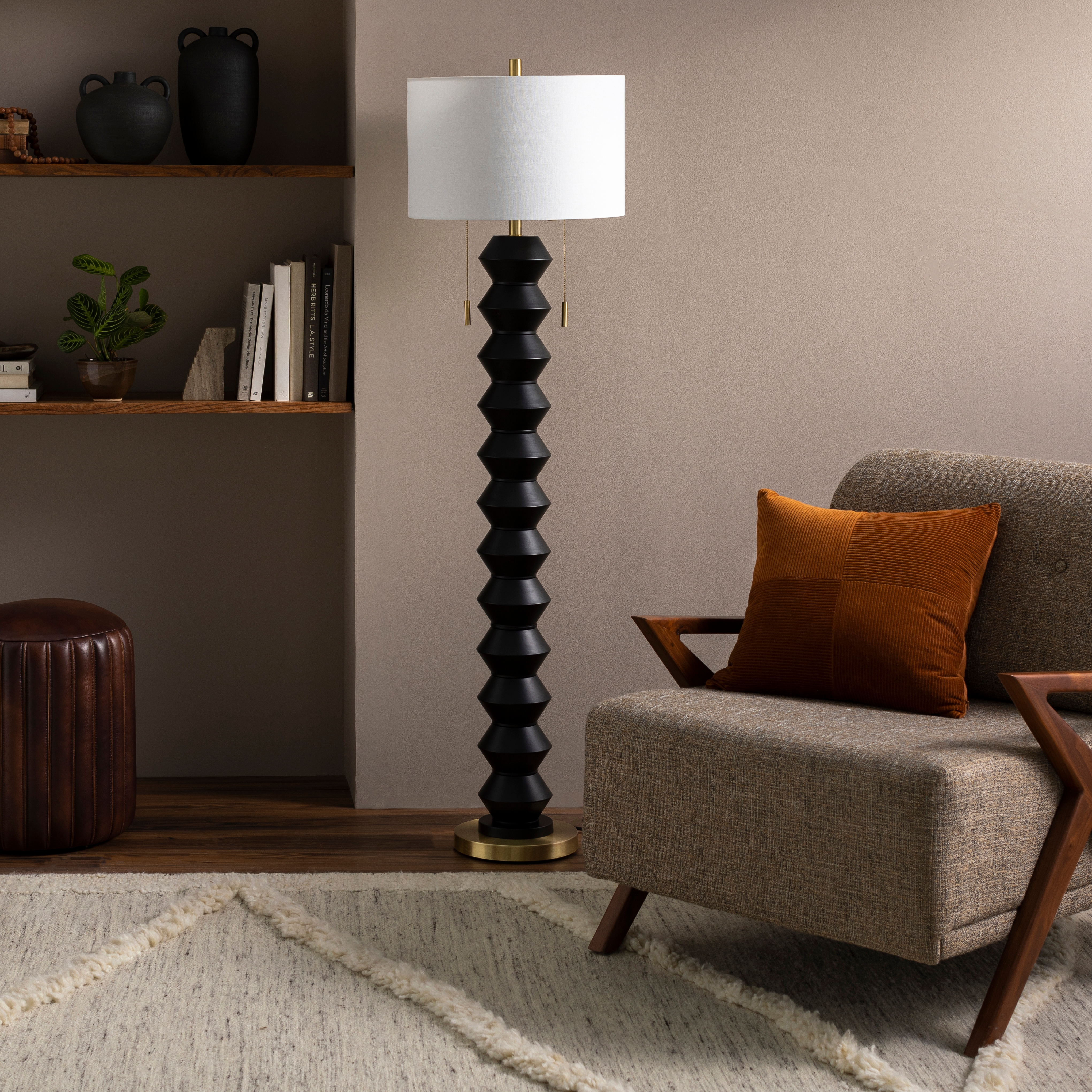 Livabliss Rogow Black Painted 62"H x 17"W x 17"D Accent Floor Lamp - Image 1