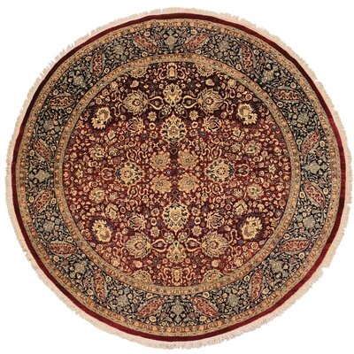 One-of-a-Kind Elko Hand-Knotted Red/Beige 7'11" Round Wool Area Rug - Image 0