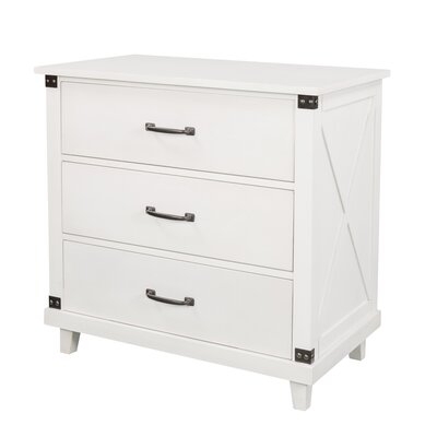 27.4'' Nightstand With 3 Storage Drawers And Metal Handles , White - Image 0