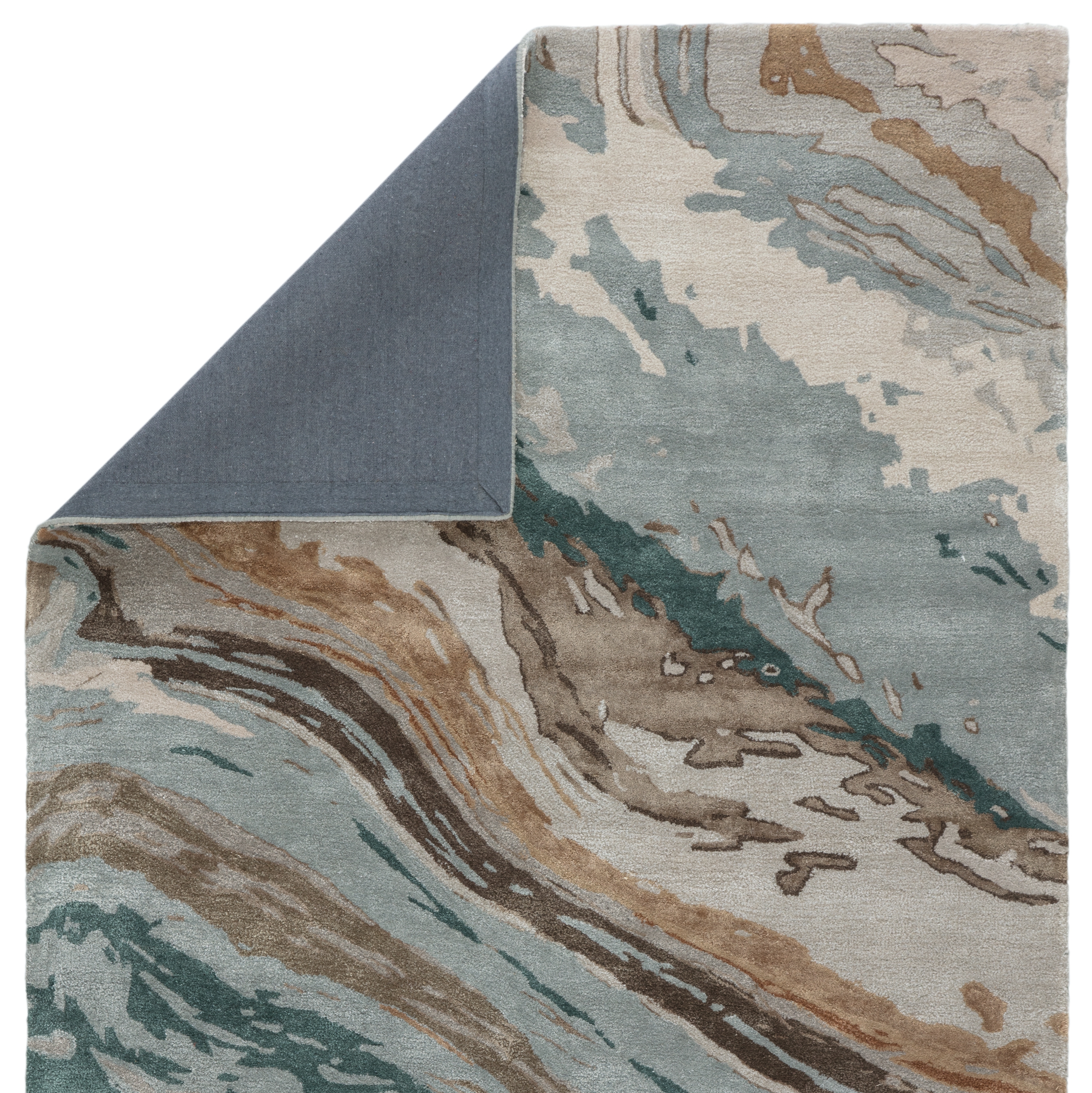 Conley Handmade Abstract Teal/ Light Gray Area Rug (2'X3') - Image 2