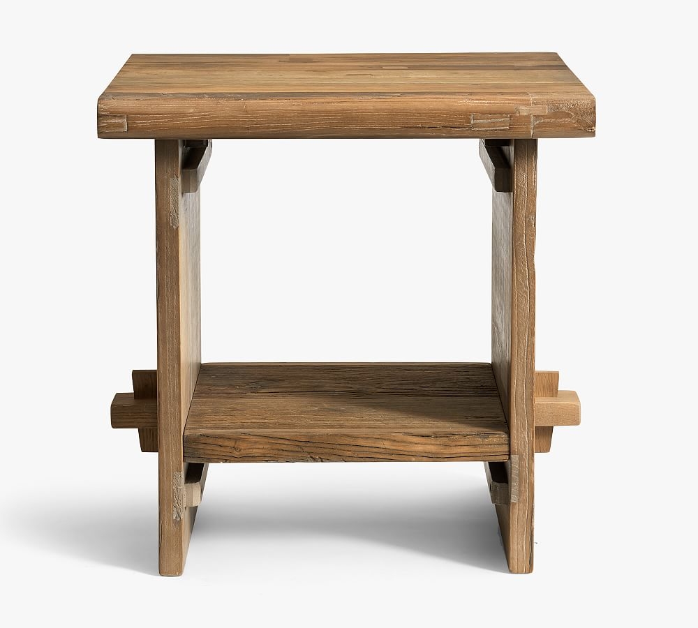 Easton Reclaimed Wood End Table, Weathered Elm - Image 0