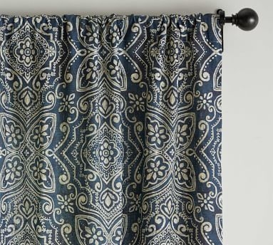 Emina Print Linen/Cotton Rod Pocket Curtain, Blue Multi, 96 x 50" - Image 2