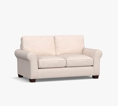 PB Comfort Roll Arm Upholstered Sofa 82", Box Edge, Down Blend Wrapped Cushions, Performance Heathered Basketweave Navy - Image 1