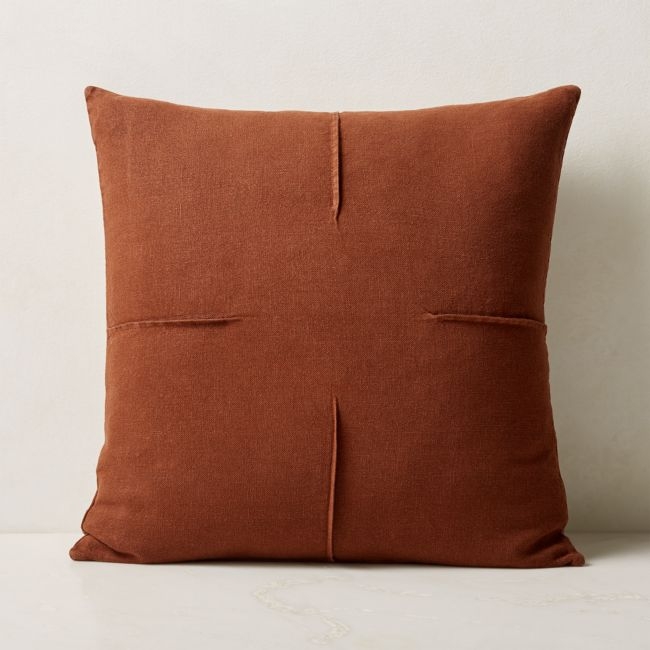 Tuck Brown Linen Throw Pillow Cover 20''x20" - Image 0