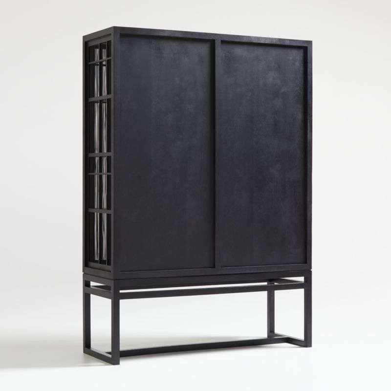 Highland Black Storage Cabinet with Sliding Doors - Image 5