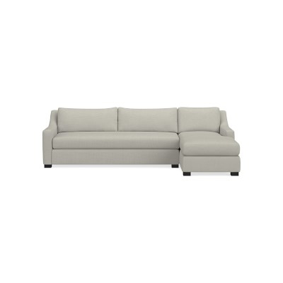 Ghent Slope Arm, Right 2-Piece L-Shape Sofa with Chaise, Standard Cushion, Performance Slub Weave, Light Gray, Ebony Leg - Image 0