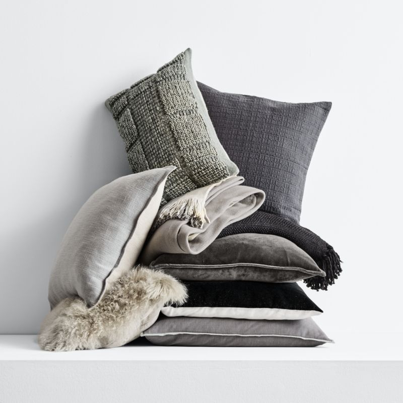 Quarry 20x20 Organic Laundered Linen Throw Pillow with Feather Insert - Image 2