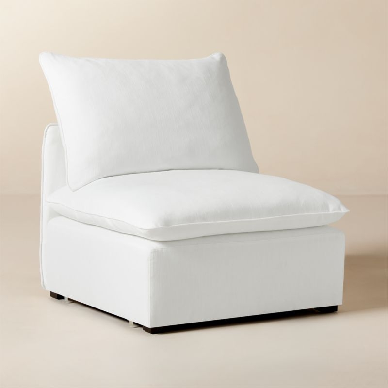 Lumis Snow White Performance Fabric Standard Depth Armless Chair - Image 1