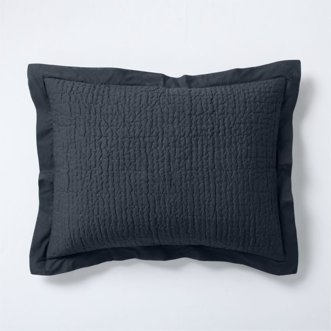 Celeste Organic Cotton Midnight Navy Standard Bed Pillow Sham - Image 0