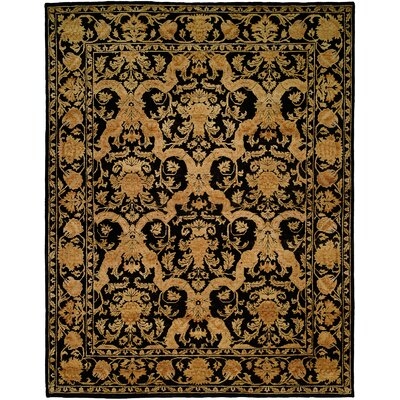 Oriental Hand Knotted Wool Black/Gold Area Rug - Image 0