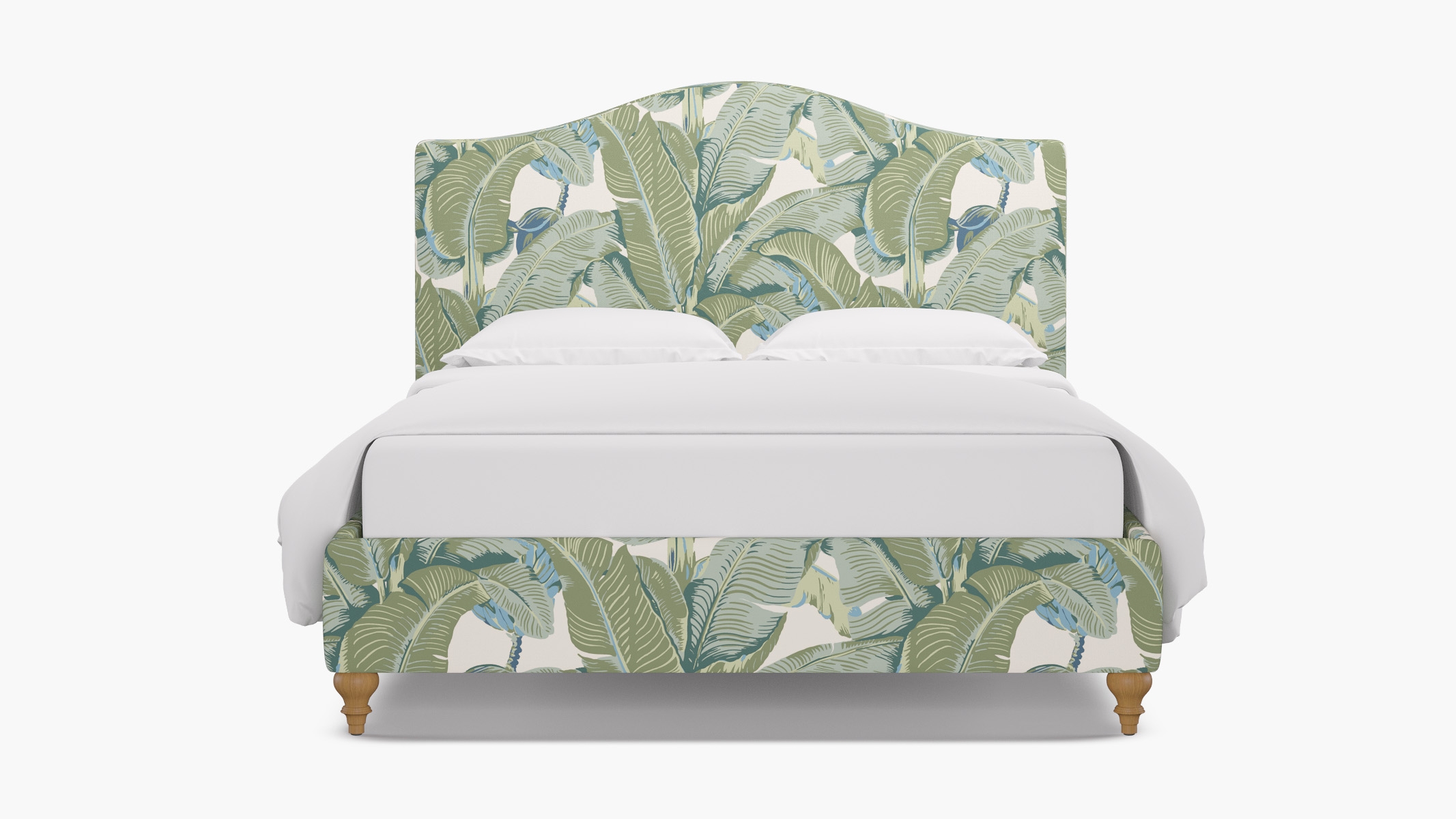 Camelback Bed, Pistachio Martinique®, Natural Traditional Turned Leg, King - Image 0